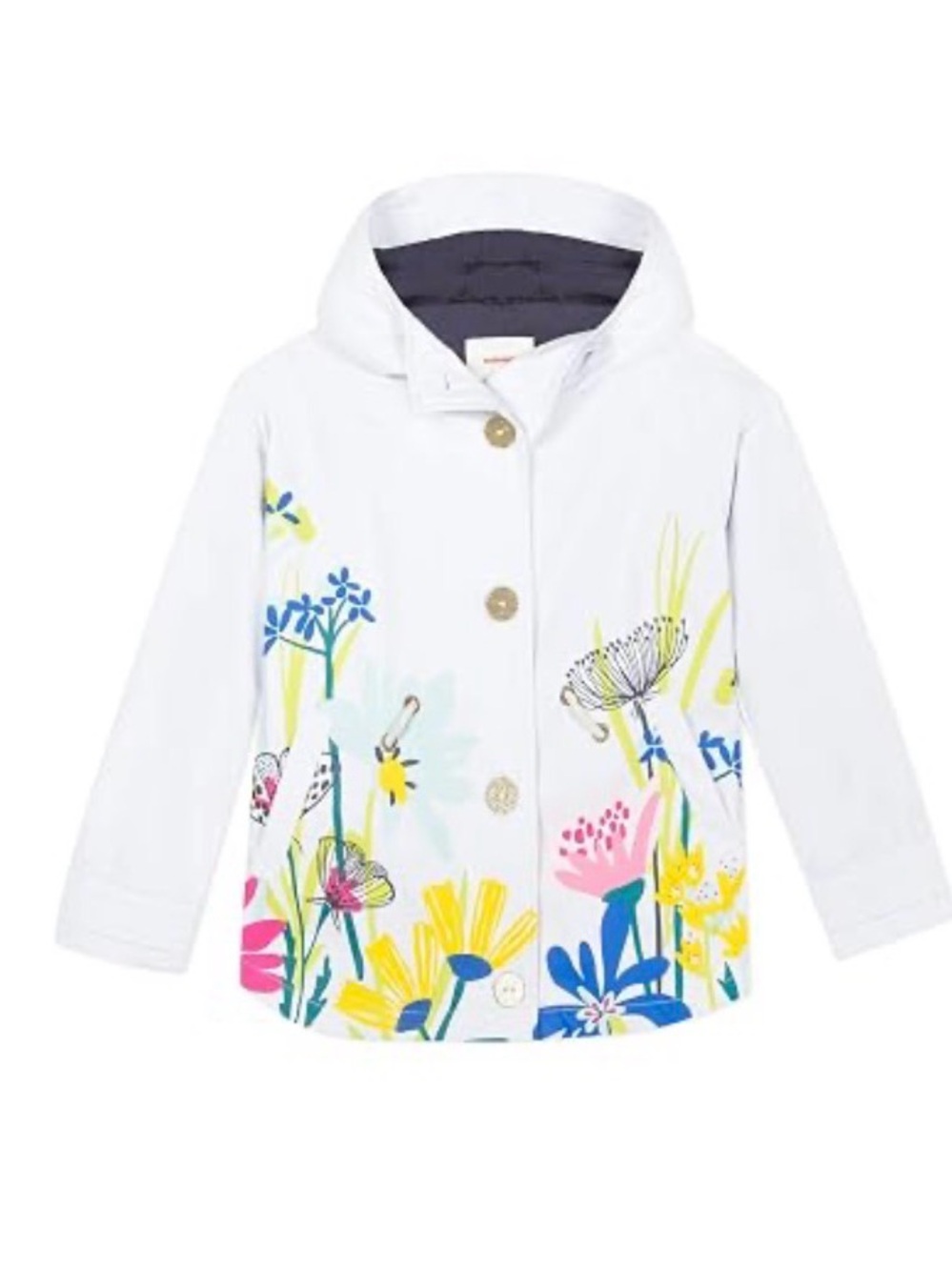 'LN Catamini White Floral Hooded Rain Jacket France